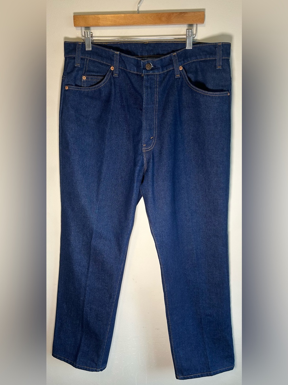 Vintage 1980s Levi's Denim Mens Jeans Size 38x30 Orange Tab Straight Dark Wash